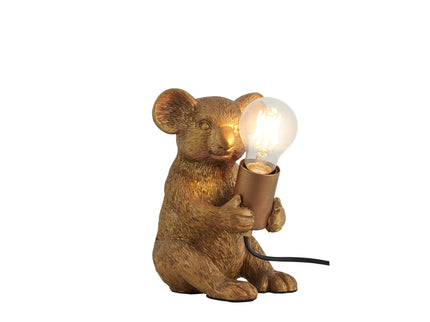 Koala Sitting Desk Lamp with Gold Finish for Unique Home Decor.