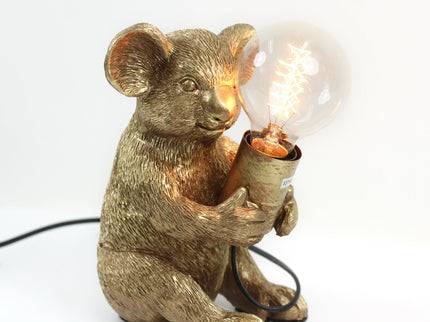 Koala Sitting Desk Lamp with Gold Finish for Unique Home Decor.