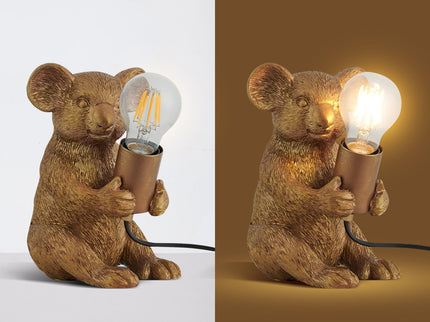 Koala Sitting Desk Lamp with Gold Finish for Unique Home Decor.