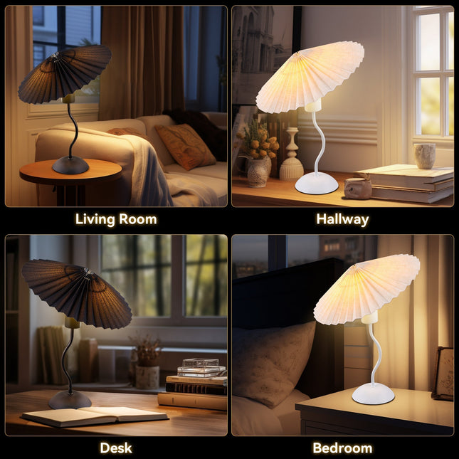 Piairie Table Lamp Black White Elegant Japanese Parasol Style.