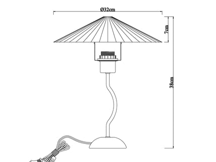 Piairie Table Lamp Black White Elegant Japanese Parasol Style.