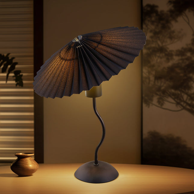 Piairie Table Lamp Black White Elegant Japanese Parasol Style.