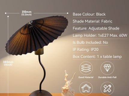 Piairie Table Lamp Black White Elegant Japanese Parasol Style.