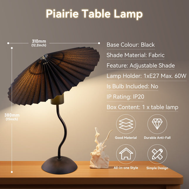 Piairie Table Lamp Black White Elegant Japanese Parasol Style.