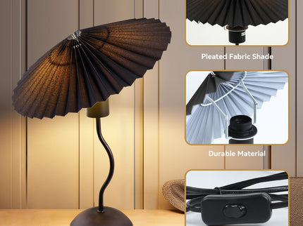 Piairie Table Lamp Black White Elegant Japanese Parasol Style.