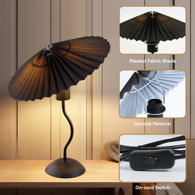 Piairie Table Lamp Black White Elegant Japanese Parasol Style.