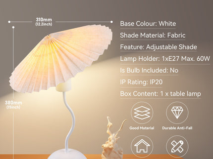 Piairie Table Lamp Black White Elegant Japanese Parasol Style.