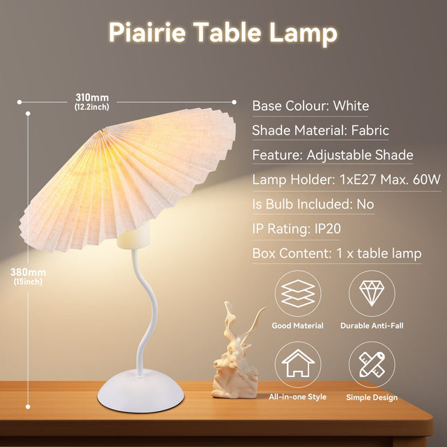 Piairie Table Lamp Black White Elegant Japanese Parasol Style.