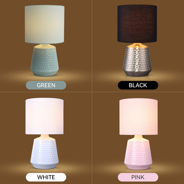 Hyde Touch Table Lamp Pink Green White Satin Chrome Modern Desk Light.