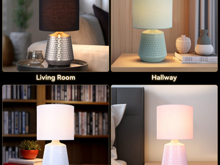 Hyde Touch Table Lamp Pink Green White Satin Chrome Modern Desk Light.