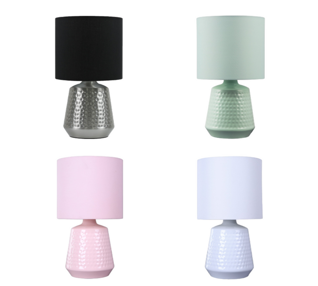 Hyde Touch Table Lamp Pink Green White Satin Chrome Modern Desk Light.