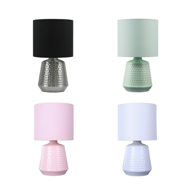 Hyde Touch Table Lamp Pink Green White Satin Chrome Modern Desk Light.