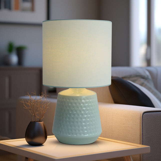 Hyde Touch Table Lamp Pink Green White Satin Chrome Modern Desk Light.