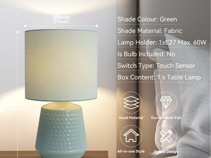 Hyde Touch Table Lamp Pink Green White Satin Chrome Modern Desk Light.