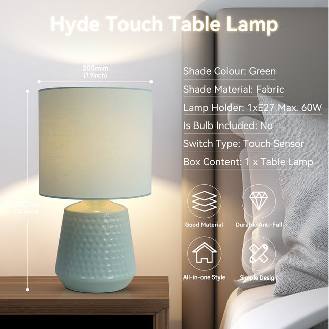 Hyde Touch Table Lamp Pink Green White Satin Chrome Modern Desk Light.