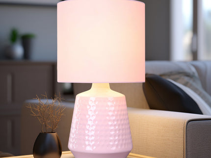 Hyde Touch Table Lamp Pink Green White Satin Chrome Modern Desk Light.