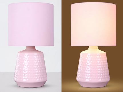 Hyde Touch Table Lamp Pink Green White Satin Chrome Modern Desk Light.