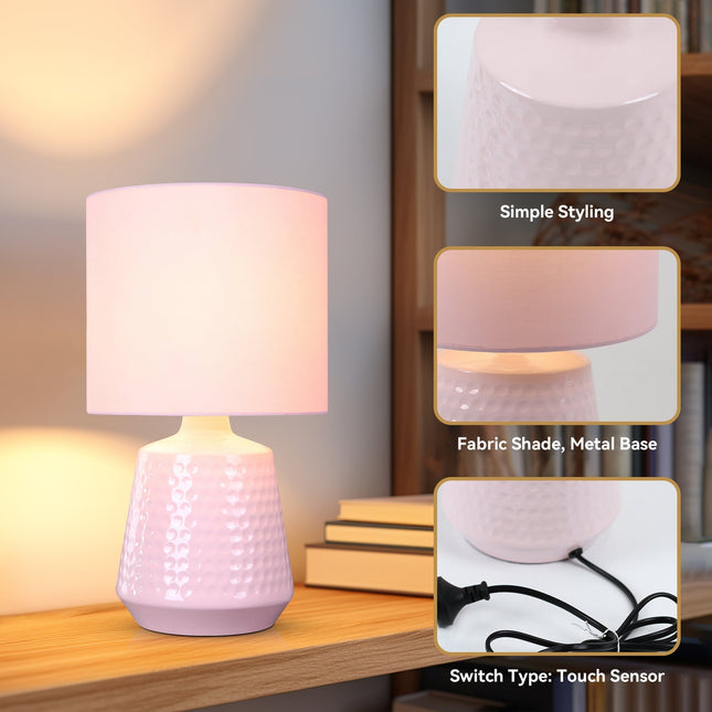 Hyde Touch Table Lamp Pink Green White Satin Chrome Modern Desk Light.