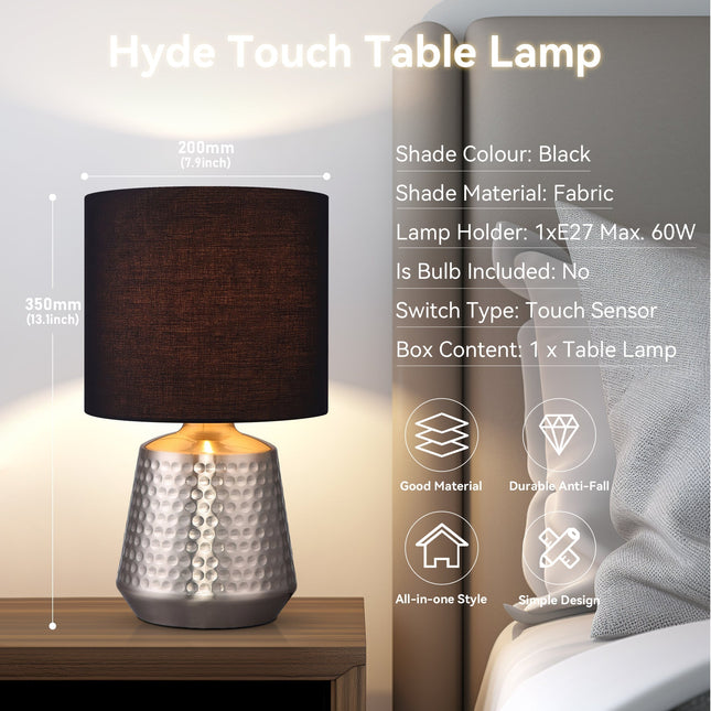 Hyde Touch Table Lamp Pink Green White Satin Chrome Modern Desk Light