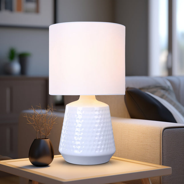 Hyde Touch Table Lamp Pink Green White Satin Chrome Modern Desk Light
