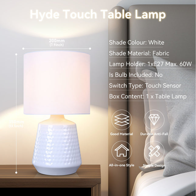 Hyde Touch Table Lamp Pink Green White Satin Chrome Modern Desk Light