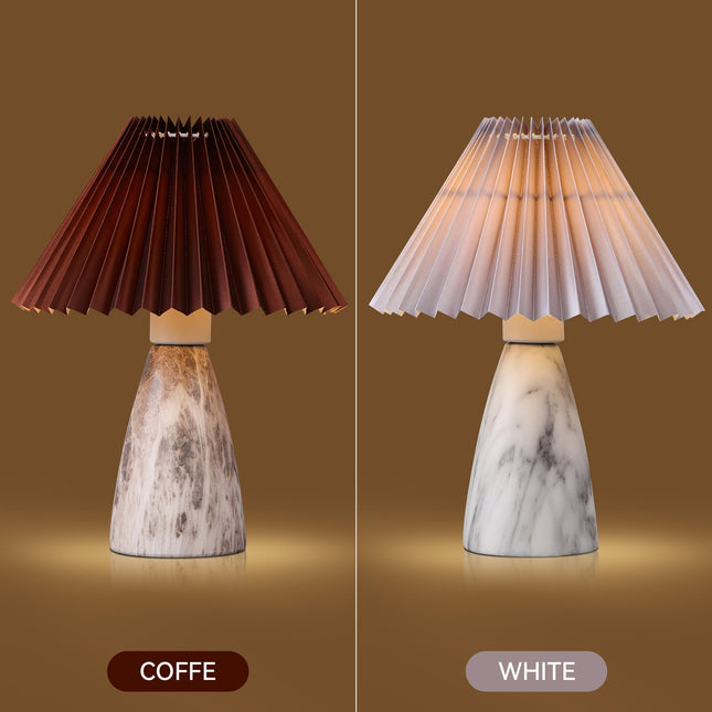 Navia Table Lamp Grey Brown Vintage Style Ceramic and Fabric Shade
