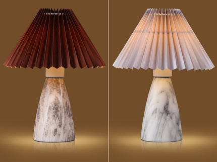 Navia Table Lamp Grey Brown Vintage Style Ceramic and Fabric Shade.