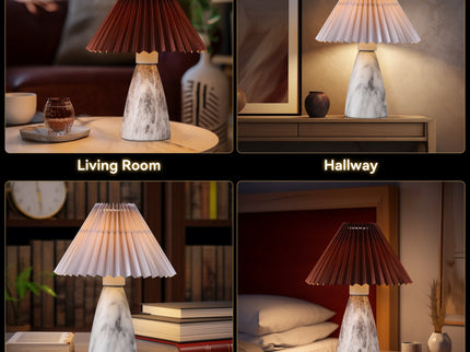 Navia Table Lamp Grey Brown Vintage Style Ceramic and Fabric Shade