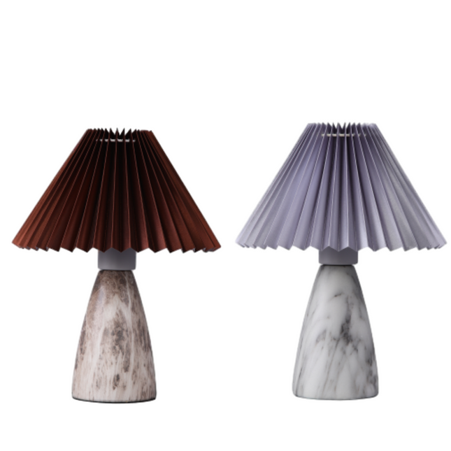 Navia Table Lamp Grey Brown Vintage Style Ceramic and Fabric Shade.