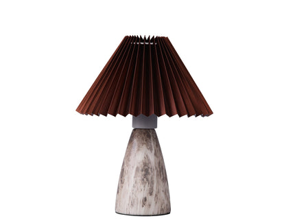 Navia Table Lamp Grey Brown Vintage Style Ceramic and Fabric Shade.