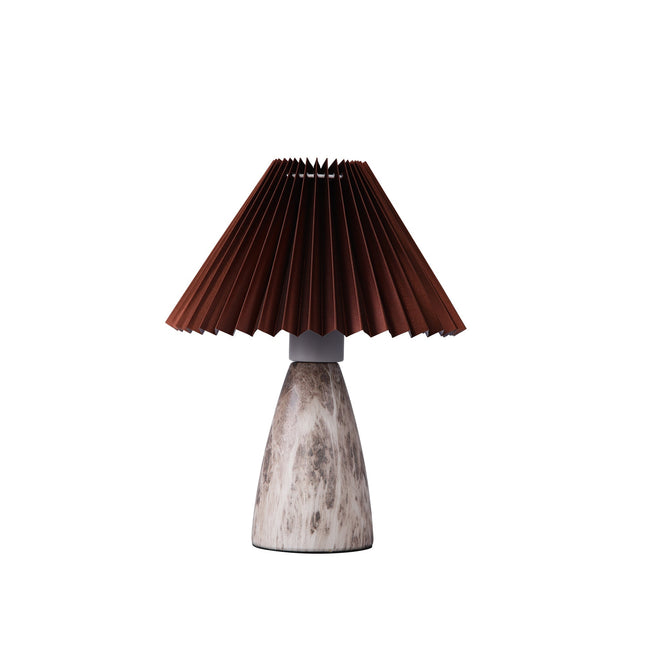 Navia Table Lamp Grey Brown Vintage Style Ceramic and Fabric Shade.