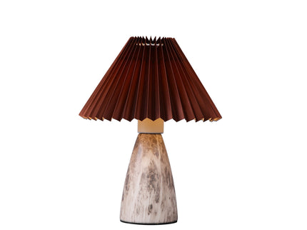 Navia Table Lamp Grey Brown Vintage Style Ceramic and Fabric Shade