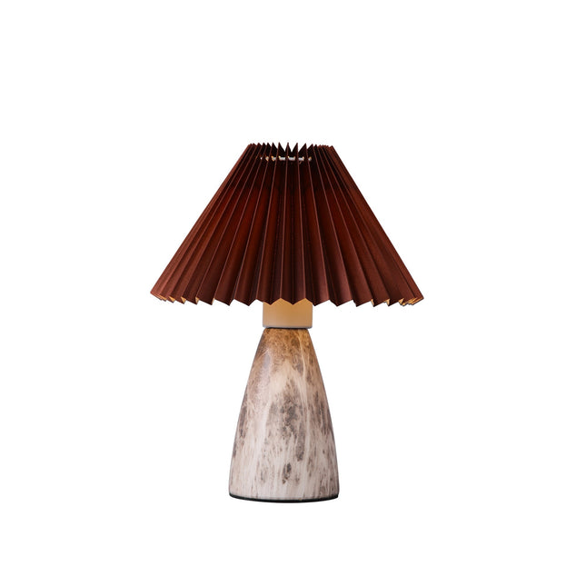 Navia Table Lamp Grey Brown Vintage Style Ceramic and Fabric Shade