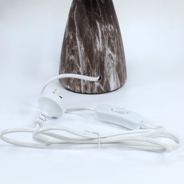 Navia Table Lamp Grey Brown Vintage Style Ceramic and Fabric Shade