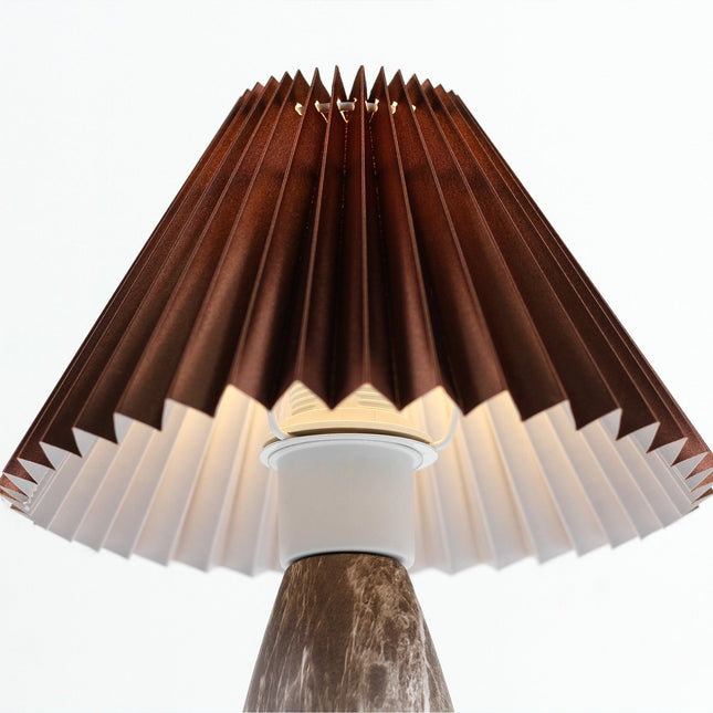 Navia Table Lamp Grey Brown Vintage Style Ceramic and Fabric Shade