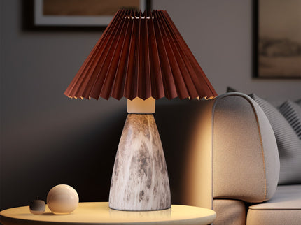 Navia Table Lamp Grey Brown Vintage Style Ceramic and Fabric Shade