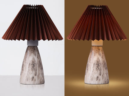 Navia Table Lamp Grey Brown Vintage Style Ceramic and Fabric Shade