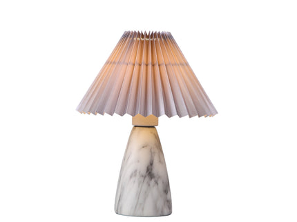 Navia Table Lamp Grey Brown Vintage Style Ceramic and Fabric Shade.
