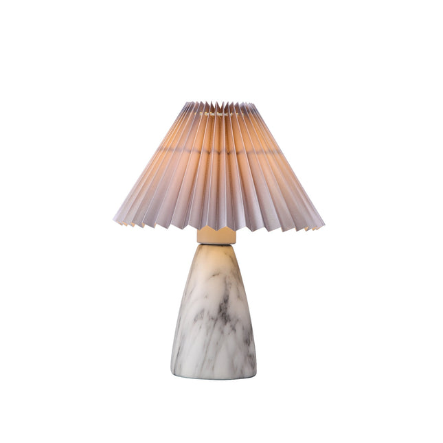 Navia Table Lamp Grey Brown Vintage Style Ceramic and Fabric Shade.