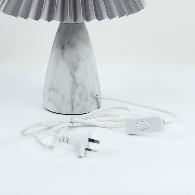 Navia Table Lamp Grey Brown Vintage Style Ceramic and Fabric Shade.