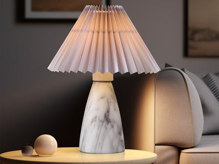 Navia Table Lamp Grey Brown Vintage Style Ceramic and Fabric Shade.