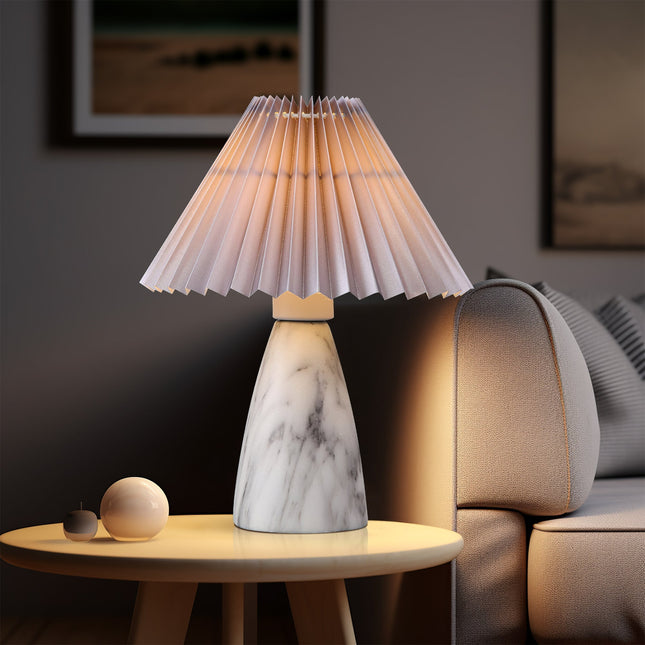 Navia Table Lamp Grey Brown Vintage Style Ceramic and Fabric Shade.