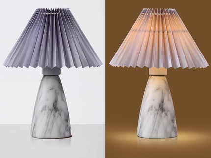 Navia Table Lamp Grey Brown Vintage Style Ceramic and Fabric Shade.