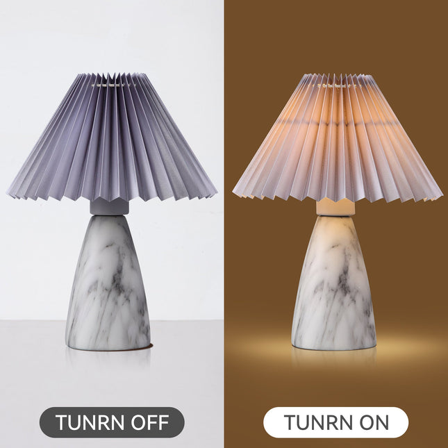 Navia Table Lamp Grey Brown Vintage Style Ceramic and Fabric Shade.