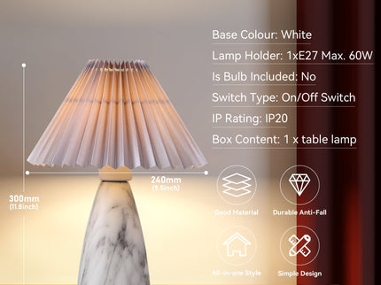 Navia Table Lamp Grey Brown Vintage Style Ceramic and Fabric Shade.