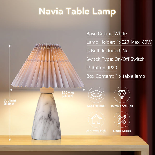 Navia Table Lamp Grey Brown Vintage Style Ceramic and Fabric Shade.