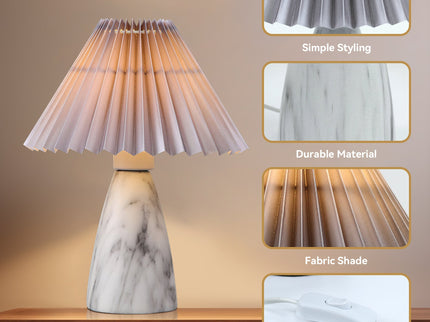 Navia Table Lamp Grey Brown Vintage Style Ceramic and Fabric Shade.