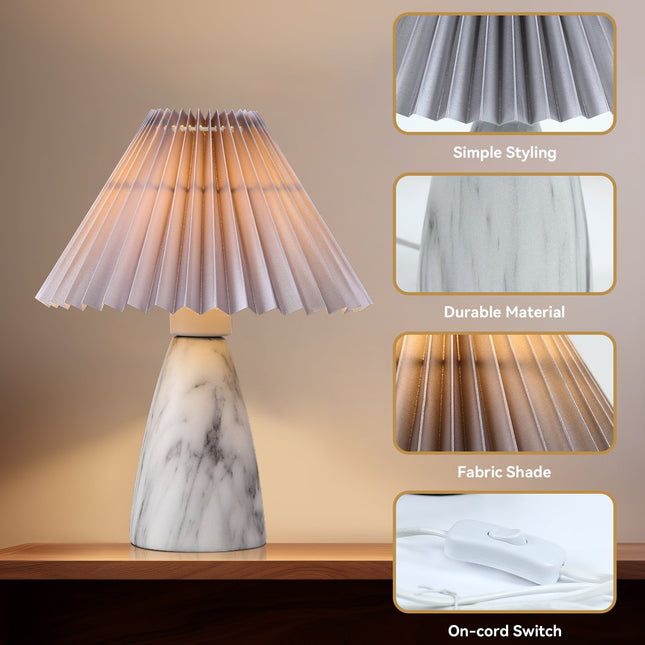 Navia Table Lamp Grey Brown Vintage Style Ceramic and Fabric Shade.