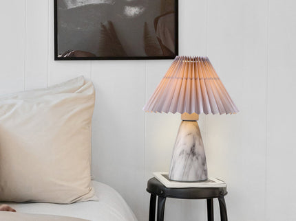 Navia Table Lamp Grey Brown Vintage Style Ceramic and Fabric Shade.
