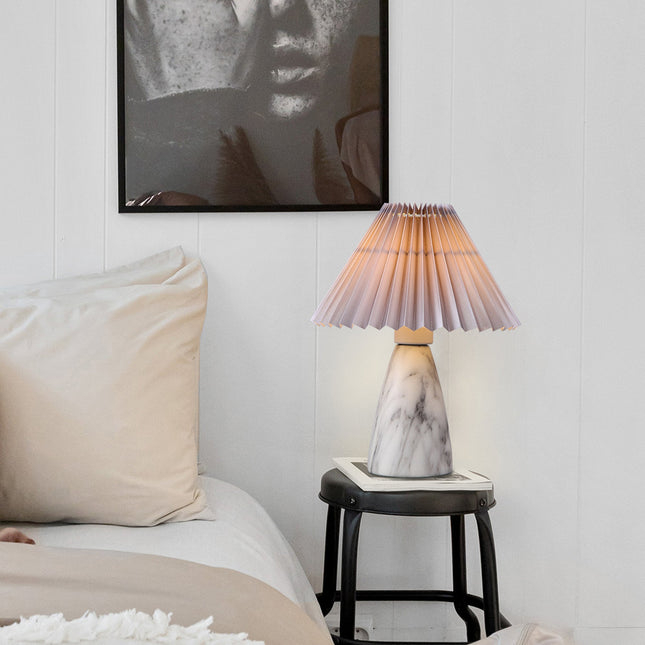 Navia Table Lamp Grey Brown Vintage Style Ceramic and Fabric Shade.